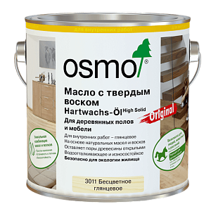 Масло OSMO с твердым воском Hartwachs-Öl Original 3011 бесцветное, глянцевое 2,5л
